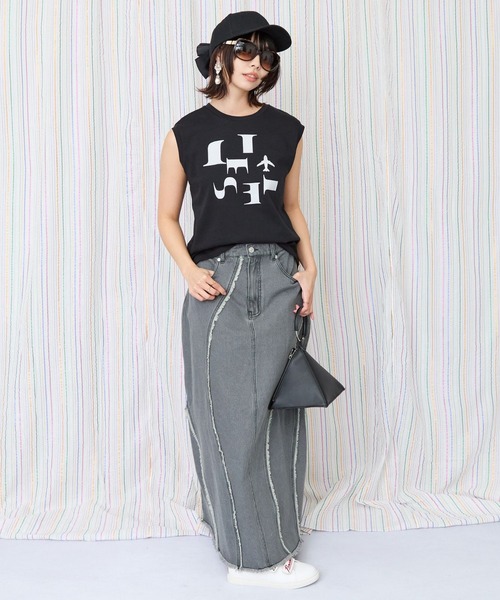 tシャツ 「JETSET SOLO PLUS」JESETロゴシルケットノースリTシャツ レディース JETSET SOLO PLUS tシャツ 「JETSET PLUS」JESETロゴシルケット