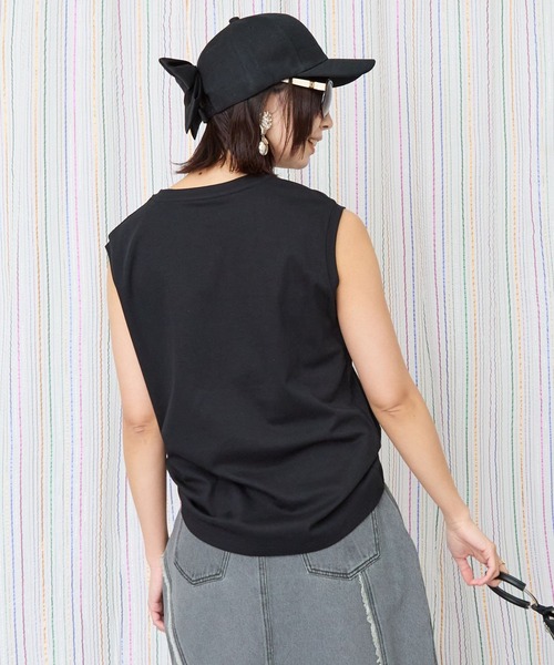 tシャツ 「JETSET SOLO PLUS」JESETロゴシルケットノースリTシャツ レディース JETSET SOLO PLUS】JESETロゴシルケットノースリTシャツ（T
