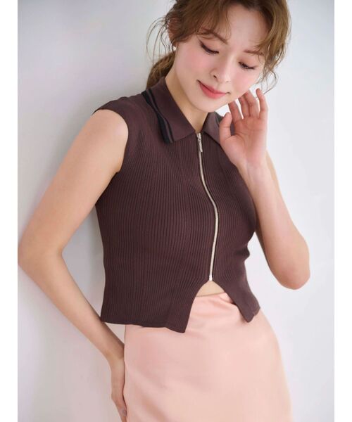 ニット セーター ZIPポロニット レディース