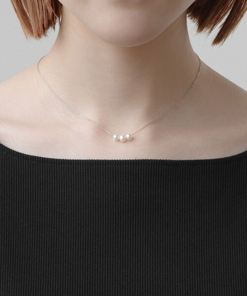 ネックレス PRECIOUS FRILL PEARL NECKLACE プラチナ アコヤパール ネックレス レディースの画像