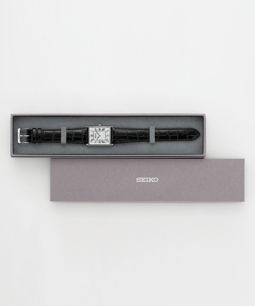 美品◎SEIKOセイコー スクエア ブラックフェイス クォーツ メンズ 腕時計 SEIKO 腕時計 SEIKO/セイコー コラボレーション スクエア
