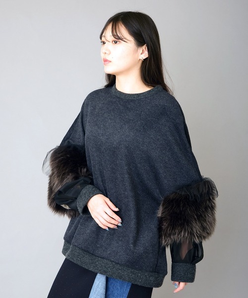 AVIE（アビィ） ニット セーター ウーレットシャギーフェイクファーmix