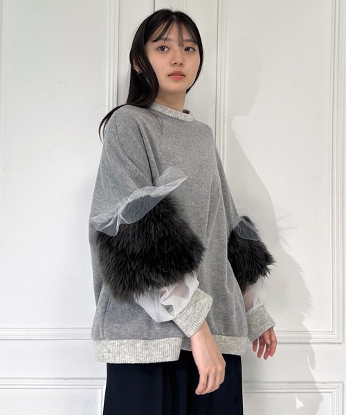AVIE（アビィ） ニット セーター ウーレットシャギーフェイクファーmix
