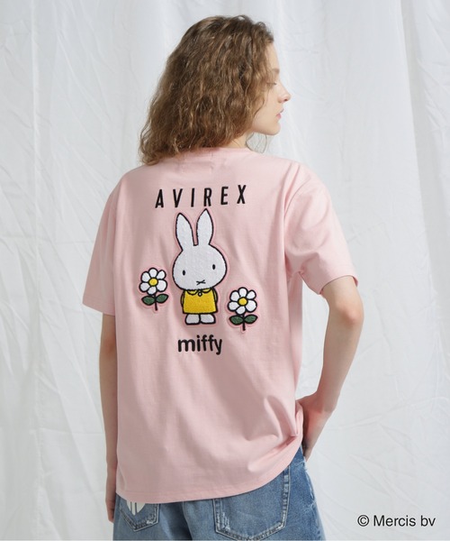 tシャツ 「AVIREX×miffy」WEB限定 EMBROIDERY T-SHIRT/アヴィレックス×ミッフィー 刺繍Tシャツ レディース