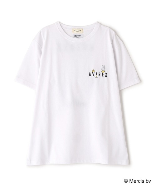 tシャツ 「AVIREX×miffy」WEB限定 EMBROIDERY T-SHIRT/アヴィレックス×ミッフィー 刺繍Tシャツ レディース Miffy tシャツ 「AVIREX×miffy」WEB限定 EMBROIDERY T-SHIRT
