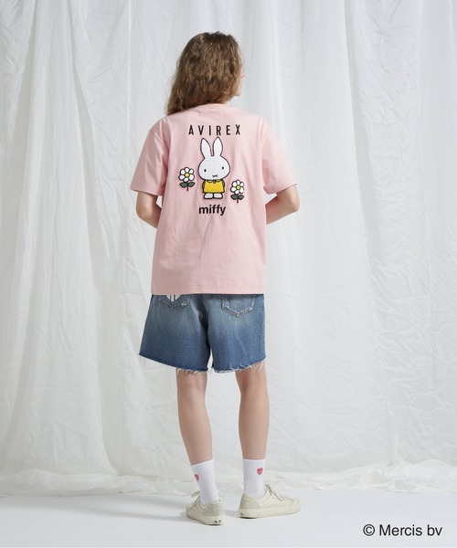 tシャツ 「AVIREX×miffy」WEB限定 EMBROIDERY T-SHIRT/アヴィレックス×ミッフィー 刺繍Tシャツ レディース Miffy tシャツ 「AVIREX×miffy」WEB限定 EMBROIDERY T-SHIRT