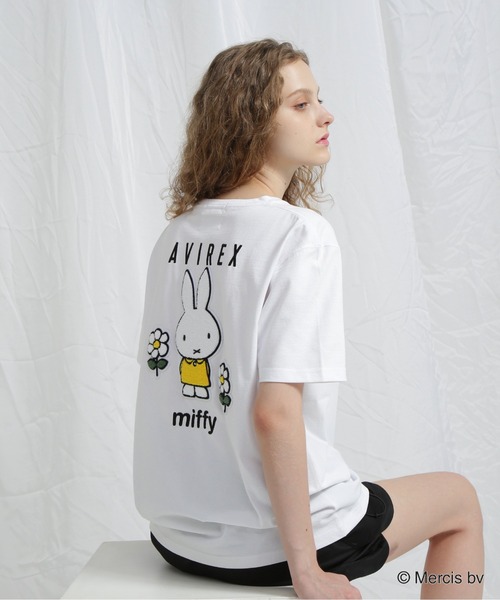 tシャツ 「AVIREX×miffy」WEB限定 EMBROIDERY T-SHIRT/アヴィレックス×ミッフィー 刺繍Tシャツ レディース Miffy tシャツ 「AVIREX×miffy」WEB限定 EMBROIDERY T-SHIRT