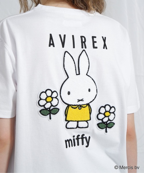 tシャツ 「AVIREX×miffy」WEB限定 EMBROIDERY T-SHIRT/アヴィレックス×ミッフィー 刺繍Tシャツ レディース Miffy tシャツ 「AVIREX×miffy」WEB限定 EMBROIDERY T-SHIRT