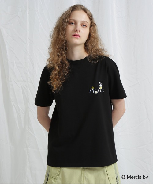 tシャツ 「AVIREX×miffy」WEB限定 EMBROIDERY T-SHIRT/アヴィレックス×ミッフィー 刺繍Tシャツ レディース Miffy tシャツ 「AVIREX×miffy」WEB限定 EMBROIDERY T-SHIRT