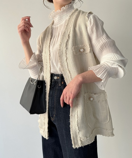 「JUNOAH」 ベスト LARGE アイボリー レディース