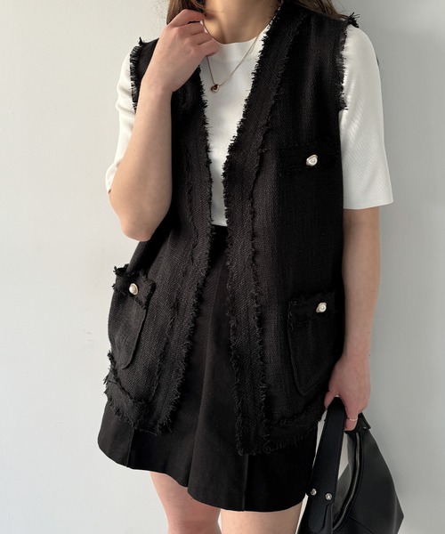 「JUNOAH」 ベスト LARGE アイボリー レディース