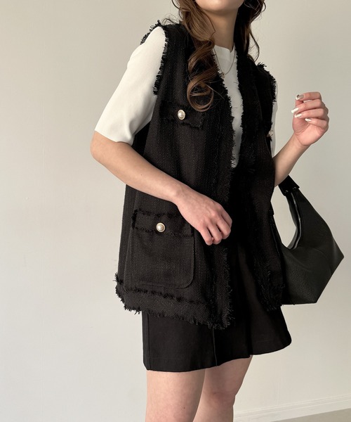「JUNOAH」 ベスト LARGE アイボリー レディース
