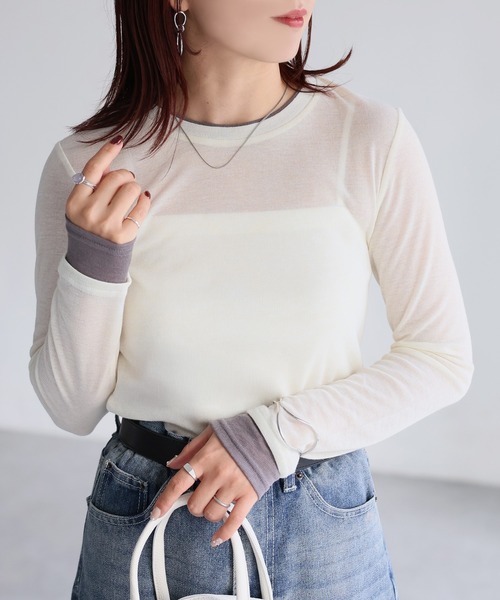 Riberry（リベリー） tシャツ レイヤードライクバイカラーシアー