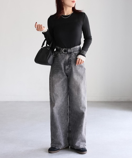 Riberry（リベリー） tシャツ 配色重ね着風バイカラーシアートップス