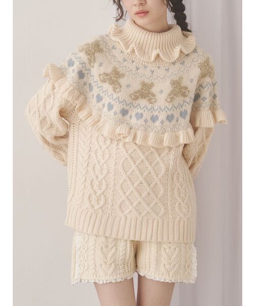 ニット セーター bear yoke knit tops レディース