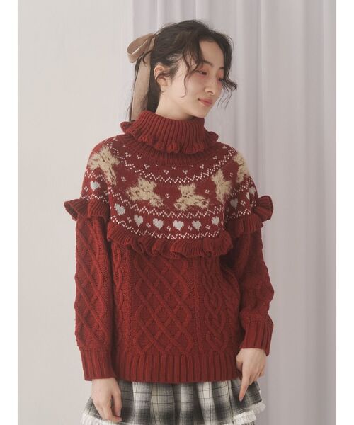 ニット セーター BROKEN BEAR ニット レディース メンズ merry jenny ニット セーター bear yoke knit tops レディース