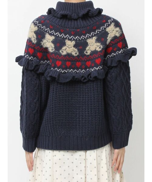 ニット セーター bear yoke knit tops レディース チチカカ ニット セーター ハーフジップポンチョニットプル