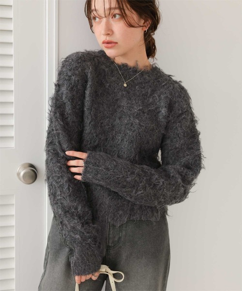 titivate（ティティベイト） カーディガン 前後2wayミックスシャギー