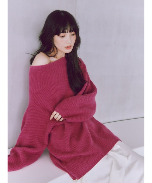 【新品タグ付き】FRAY I.D ニットトップス ボーダー FREEサイズ ニットトップス ショート丈トップス 長袖 プルオーバー ゆるニット