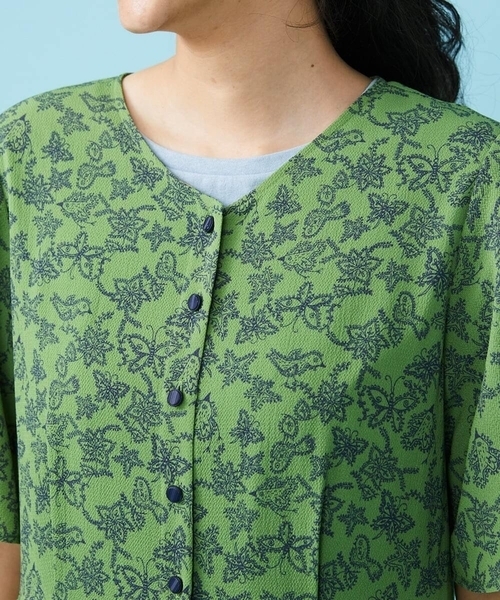 「Jocomomola」 半袖ワンピース 42 グリーン レディース_画像4