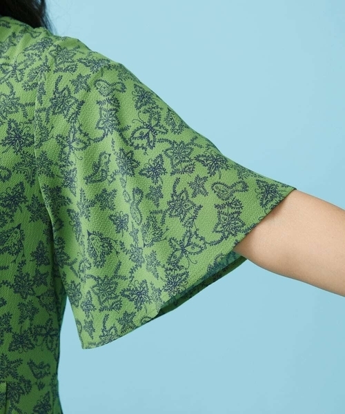 「Jocomomola」 半袖ワンピース 42 グリーン レディース_画像6