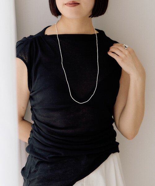  　156　ヘマタイト　ロングチェーン　ネックレス ear PAPILLONNER（イア パピヨネ） ネックレス ヘマタイト×シルバー