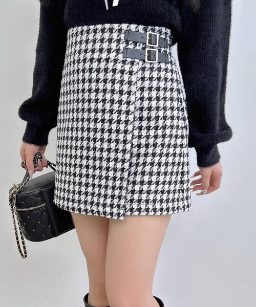 INGNI（イング） スカート サイドダブルベルトチェック柄ラップ