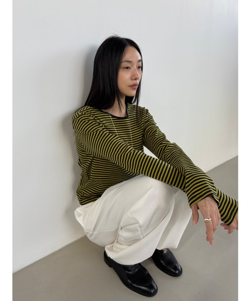 Didot.showroom tシャツ マルチカラーボーダーロンT レディース