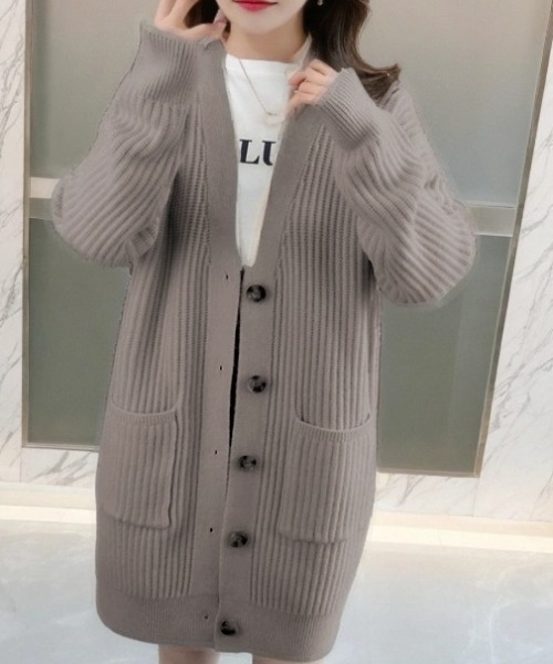 cammie カーディガン リブ畦編みニットカーディガン レディース