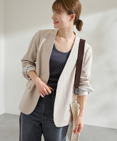 【美品✨】FRAMeWORK リネンサマージャケット　羽織り　ベージュ　38 FRAMeWORK（フレームワーク） ジャケット 38 ベージュ レディース