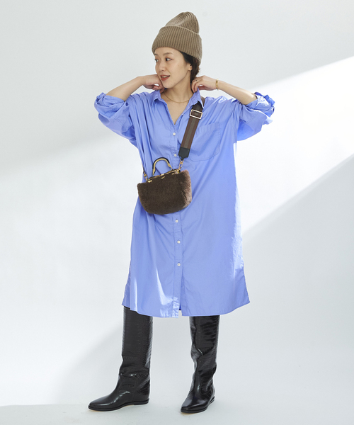 新品Plage 25秋冬 Light OX Poncho シャツ サックスブルー 【在庫 処分 