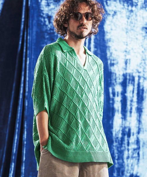 ANGENEHM（アンゲネーム） ポロシャツ mhs2610-Diamond Jacquard Sheer