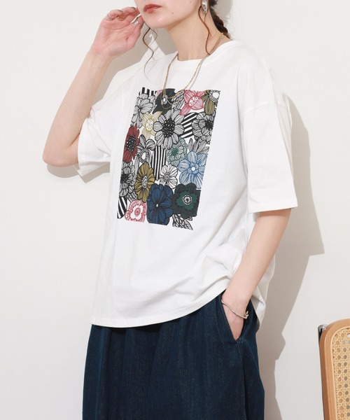 BARNDOOR（バーンドア） tシャツ 半袖 20/-天竺 お花プリント T 26SS
