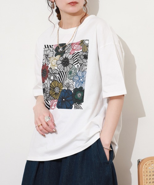 BARNDOOR（バーンドア） tシャツ 半袖 20/-天竺 お花プリント T 26SS