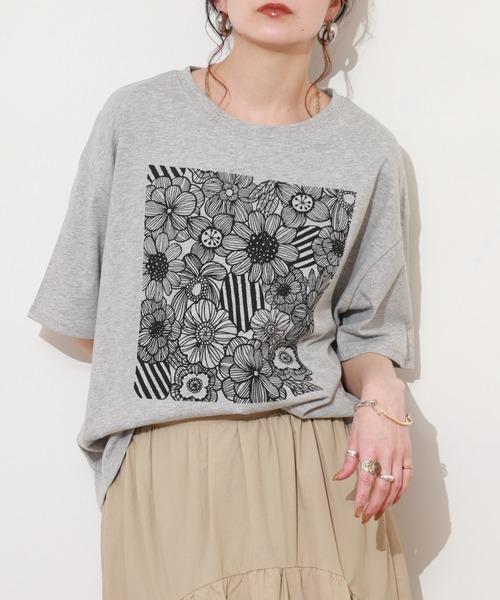 BARNDOOR（バーンドア） tシャツ 半袖 20/-天竺 お花プリント T 26SS