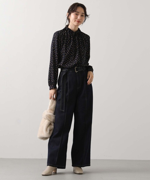 「Gready Brilliant」 長袖ブラウス 38 ネイビー レディース_画像3