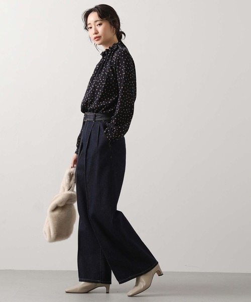 「Gready Brilliant」 長袖ブラウス 38 ネイビー レディース_画像4