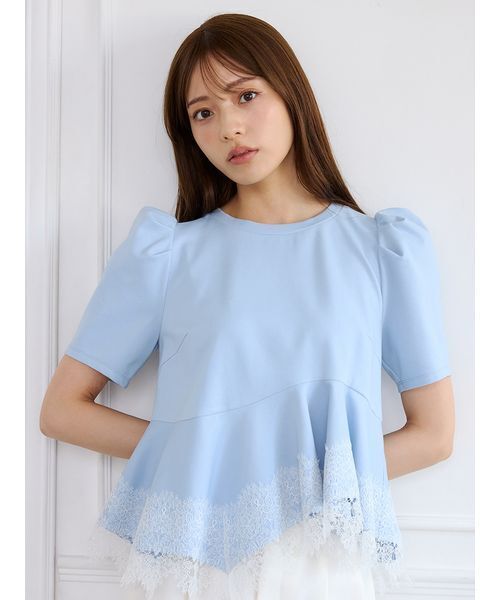 CELFORD（セルフォード） tシャツ 半袖 レーストリムペプラム