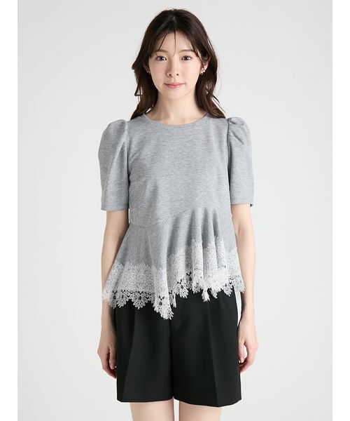 CELFORD（セルフォード） tシャツ 半袖 レーストリムペプラム