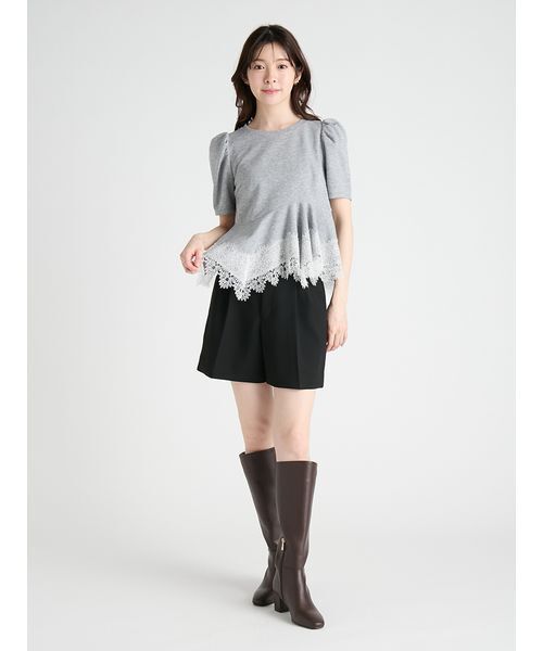 CELFORD（セルフォード） tシャツ 半袖 レーストリムペプラム