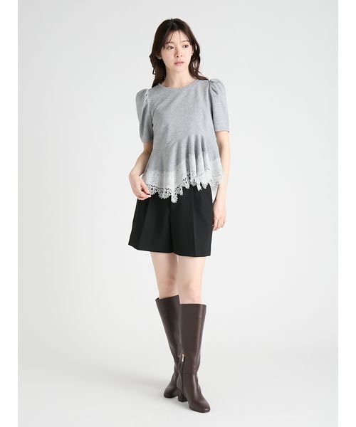 CELFORD（セルフォード） tシャツ 半袖 レーストリムペプラム