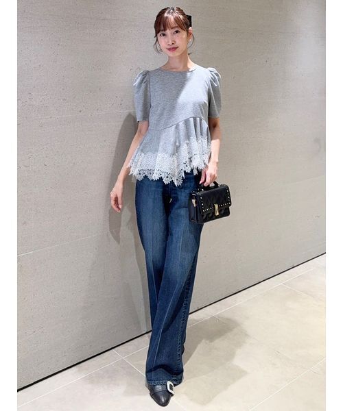 CELFORD（セルフォード） tシャツ 半袖 レーストリムペプラム