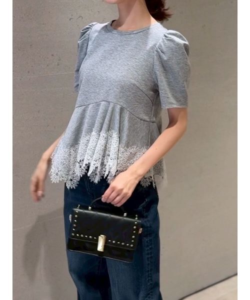 CELFORD（セルフォード） tシャツ 半袖 レーストリムペプラム