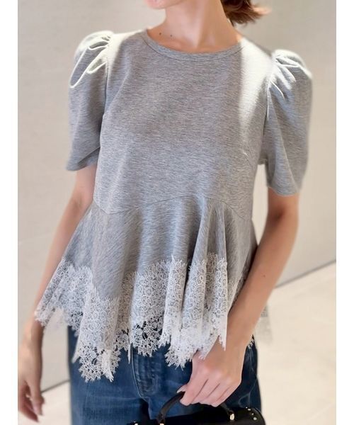 CELFORD（セルフォード） tシャツ 半袖 レーストリムペプラム