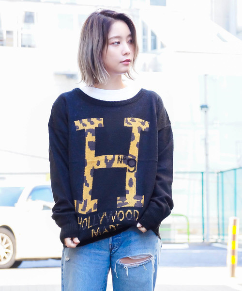 ニット セーター HOLLYWOODMADE/MISS LEOPARD H PULLO レディース