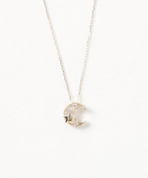 【正規逆輸入品】 con affetto(ファッション) K10ダイヤムーンスター ネックレス アクセサリー