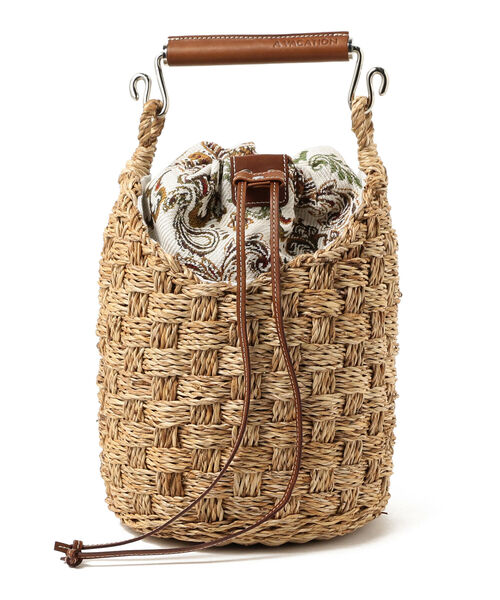 A VACATION かごバッグ　ペイズリー柄 トートバッグ バッグ A VACATION / BUCKET ブラウンペイズリー かご