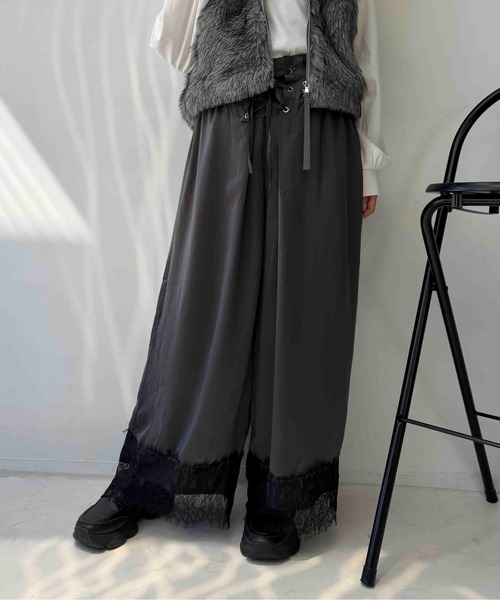 AS KNOW AS（アズノゥアズ） ワイドパンツ パンツ ウエストゴム レース