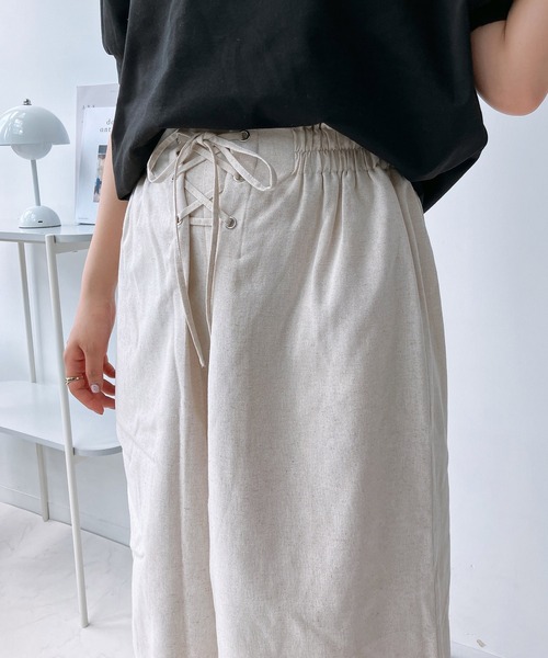 AS KNOW パンツ レースアップ ワイドパンツ レディース