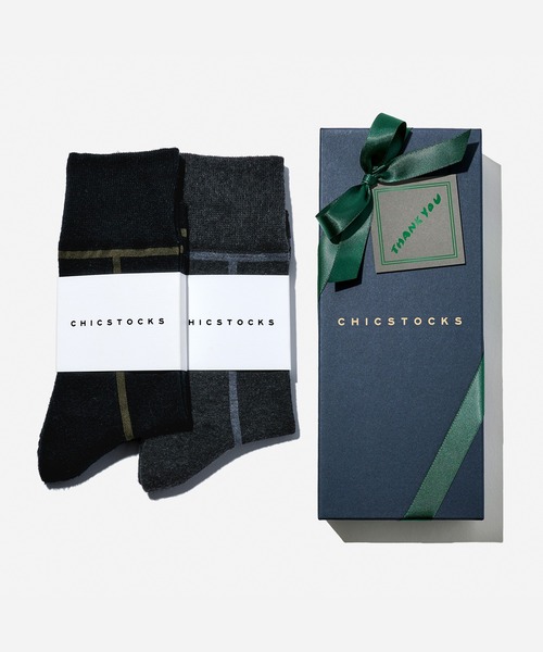 靴下詰め合わせ CHICSTOCKS 靴下 父の日限定 2足ギフトボックスセット メンズ